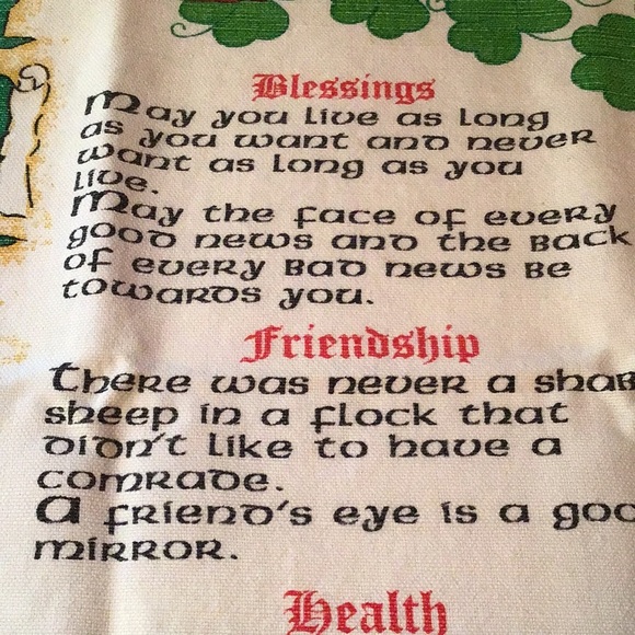 Vintage Irish Sayings tea towel collectible linen cotton retro kitchen - Picture 2 of 14